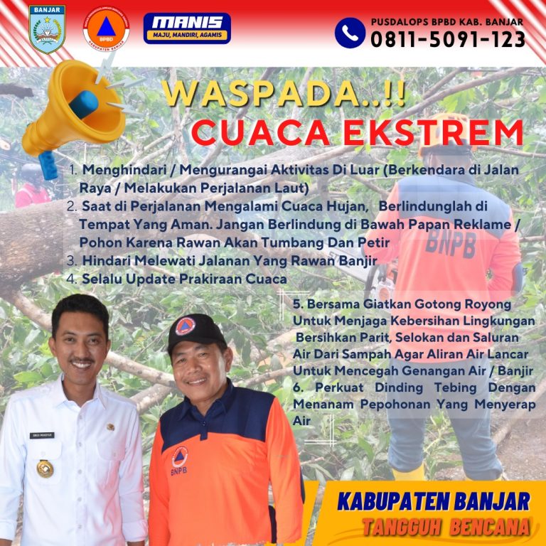 WASPADA CUACA EKSTRIM UNTUK WILAYAH KABUPATEN BANJAR