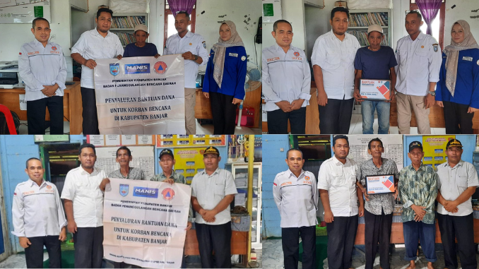 BPBD Serahan Dana Bantuan Sosial Kepada warga Terdampak Bencana di Kecamatan Gambut dan Aluh-aluh